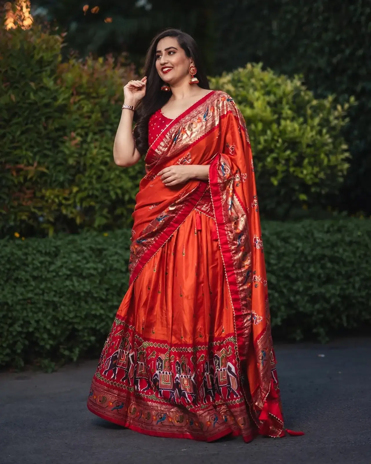 MANJUSHA RAMPALLI IN TRADITIONAL MAROON HALF SAREE 2